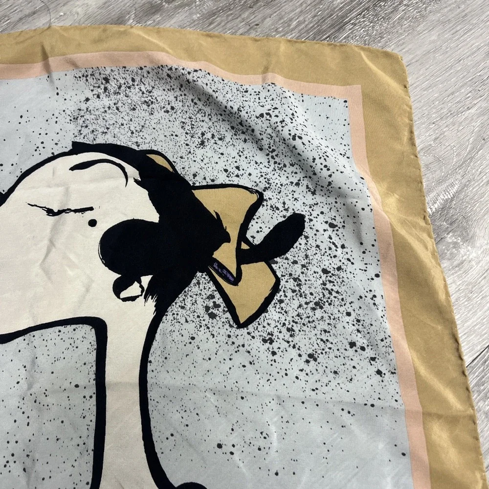 MOSCHINO Silk Scarf Olive Oyl Popeye 100% Silk Made In Italy
